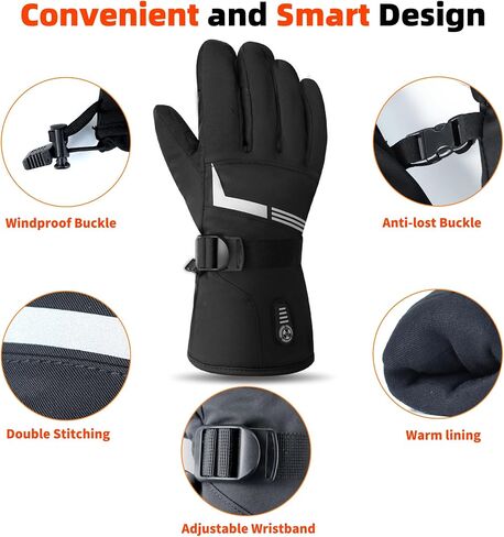 Heated Gloves 7.4V 3200mAh Waterproof Rechargeable Electric Gloves for Men Women with Touchscreen 5 Heating Temperature Adjustable for Winter Outdoor Work Skiing Hiking Hunting Camping Fishing in Saudi Arabia