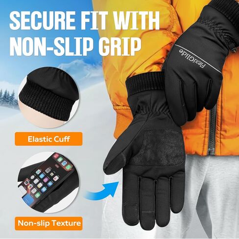 Winter Waterproof Ski Gloves Men Women, Snow Warm Cycling Cold Weather, Driving Biking Running in Saudi Arabia