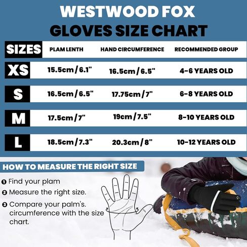 WESTWOOD FOX Kids Winter Thermal Gloves Touch Screen Anti-Slip Children Thickend Warm Windproof Cycling Gloves for Boys & Girls 6-12 for Running Outdoor Football Sports in Kuwait