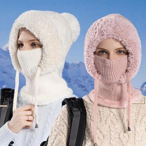 3 in 1 Beanie Hat with Scarf and Mask, 3 in 1 Beanie Hat for Women, Knitted Ski Scarf and Mask Set, Balaclava Hats in Saudi Arabia