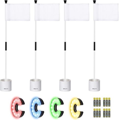 عصا علم الجولف الصغيرة من KINGTOP مع ضوء فتحة RGB، وممارسة وضع الأعلام الخضراء للفناء، ومجموعة أكواب فتحة علم دبوس الجولف، وحفلة جولف ليلية مضيئة، 4 عبوات in Saudi Arabia