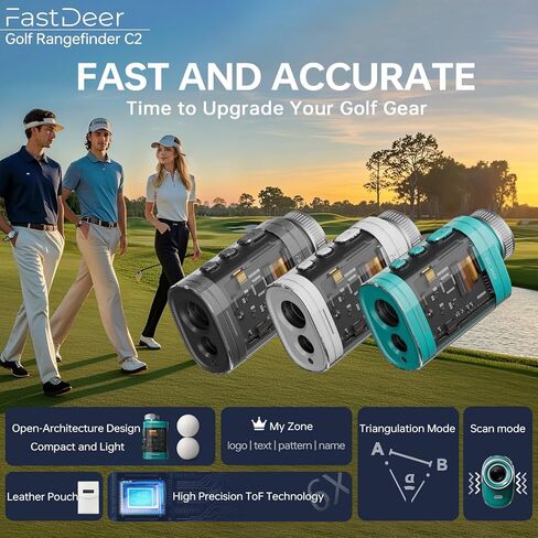 Golf Range Finder C2, 0.02s High Precision Flag Lock with Pulse Vibration, Stylish Golf Rangefinder with Slope,Triangulation Mode,6X Magnification Golf Rangefinder, Rechargeable,Golf Gifts in Saudi Arabia