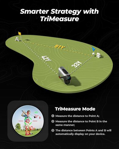 Golvia Pro Range Finder Golf 1200 ياردة، شاشة OLED، تكبير 7X، تقنية المثلث، محدد نطاق الجولف مع تشغيل/إيقاف منحدر، اهتزاز قفل العلم، مغناطيسي، قابل لإعادة الشحن، مقاوم للمطر والضباب in Kuwait