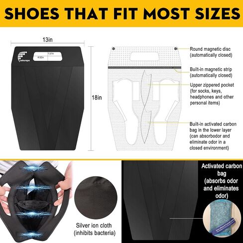 Shoe Bag，Shoe Bags for Travel，Golf Shoe Bag，Cleat Bags for Sports Smell Proof，New Upgraded Waterproof, Anti-odor, Remove odor（Double magnetic closure design） in Saudi Arabia