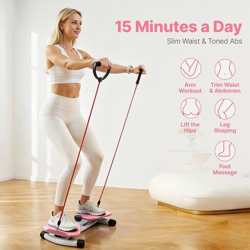 Waist Twister Machine with 300 lbs Weight Capacity, Abs Workout for Slim Waist and Core Ab Exercise, Noiseless Home Gym Exercise Equipment for Women Men, Pink and Purple in Saudi Arabia