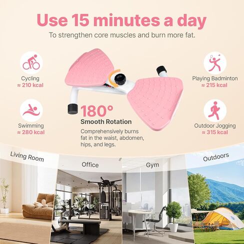 Waist Twister Machine with 300 lbs Weight Capacity, Abs Workout for Slim Waist and Core Ab Exercise, Noiseless Home Gym Exercise Equipment for Women Men, Pink and Purple in Saudi Arabia