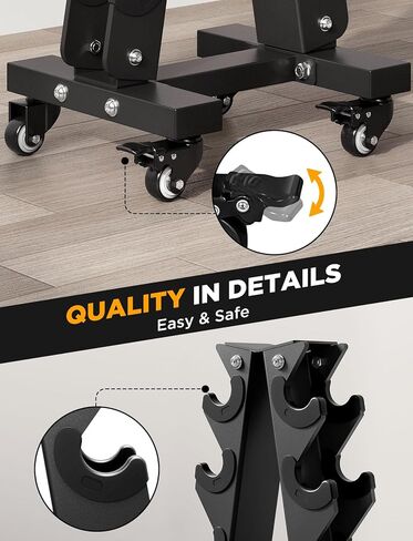 YOLEO Dumbbell Rack - 3 Tier & 5 Tier Compact Weight Rack for Dumbbell, Kettlebell, Barbell, Heavy Duty Weight Storage Organizer, Space-Saving Dumbbell Storage Stand Holder for Home Gym - 1100LBS Capacity (Rack Only) in Saudi Arabia