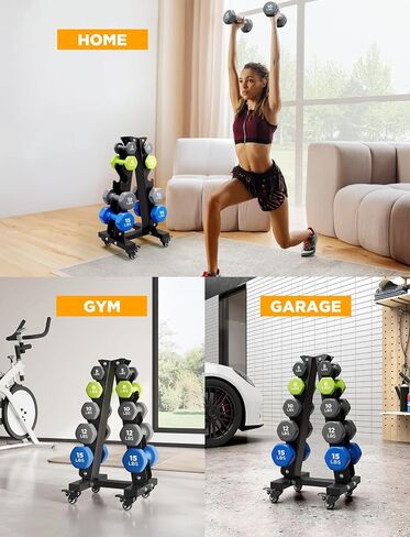 YOLEO Dumbbell Rack - 3 Tier & 5 Tier Compact Weight Rack for Dumbbell, Kettlebell, Barbell, Heavy Duty Weight Storage Organizer, Space-Saving Dumbbell Storage Stand Holder for Home Gym - 1100LBS Capacity (Rack Only) in Saudi Arabia
