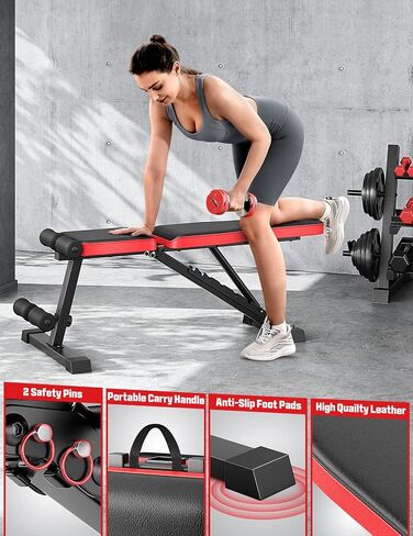 Adjustable Weigh Bench, Workout Bench for Home Gym, Adjustable & Foldable Workout Bench, Bench Press Sit up Incline Flat Decline (Black) in Saudi Arabia