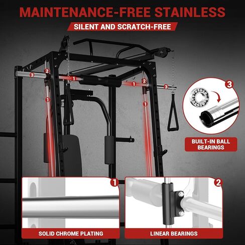 GarveeLife Smith Machine, 2000LBS Squat Rack for Home Gym, Multi-Function Power Cage Cable Crossover System Strength Training Equipment, Lat Pulldown Machines with 8 Weight Storage Pin, T-Bar and More in Saudi Arabia