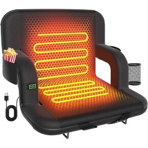 Heated Stadium Seats for Bleachers with Back Support, Portable Bleacher Chairs with Back and Cushion, 6 Adjustable Positions Pdded Bleacher Seat for Sport Events Camping in Saudi Arabia