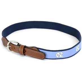 UNC Men's Belt Carolina Blue Tackle Twill and Leather Chapel Hill North Carolina Fan Shop in Saudi Arabia