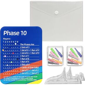 Phase 10 Card Game Set with Scoring Pegs, Storage Pouch, Stands, Board Game Accessories for Family Party, Travel, Adults in Saudi Arabia