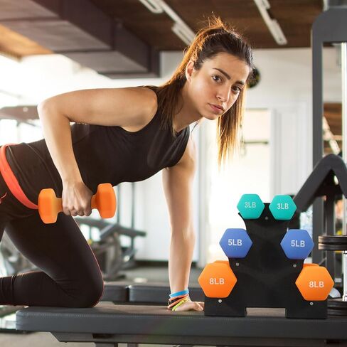 مجموعة دمبل نيوبرين ملونة من Fitvids مع حامل - خيارات متعددة للوزن in Saudi Arabia