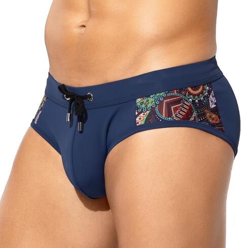 Arjen Kroos Men's Swimsuit Printed Swim Briefs Pattern Bikini Swimwear with Drawstrings and Lined Pouch in Saudi Arabia