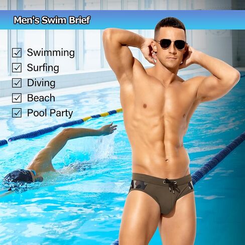 Arjen Kroos Men's Swimsuit Printed Swim Briefs Pattern Bikini Swimwear with Drawstrings and Lined Pouch in Saudi Arabia
