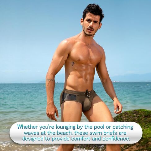 Arjen Kroos Men's Swimsuit Printed Swim Briefs Pattern Bikini Swimwear with Drawstrings and Lined Pouch in Saudi Arabia