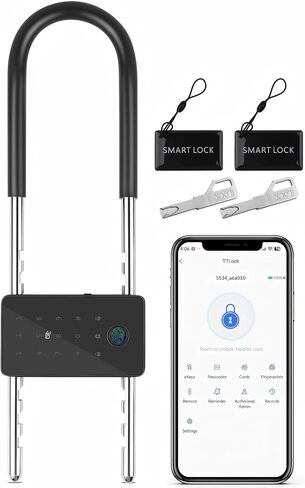 Long Shackle Padlock U Lock Bike Gate Combo U-Lock Adjustable Shackle, Lock with Fingerprint, Keypad Code, App Control, Auto Lock- Suitable for Bicycles, Glass Doors in Saudi Arabia