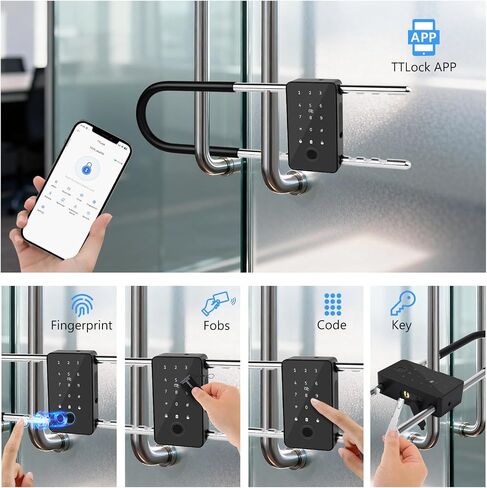 Long Shackle Padlock U Lock Bike Gate Combo U-Lock Adjustable Shackle, Lock with Fingerprint, Keypad Code, App Control, Auto Lock- Suitable for Bicycles, Glass Doors in Saudi Arabia