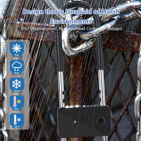 Long Shackle Padlock U Lock Bike Gate Combo U-Lock Adjustable Shackle, Lock with Fingerprint, Keypad Code, App Control, Auto Lock- Suitable for Bicycles, Glass Doors in Saudi Arabia