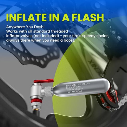 خراطيش ثاني أكسيد الكربون الملولبة 16 جيجا، خراطيش ثاني أكسيد الكربون للاستخدام مع منفاخ إطارات الدراجة ثاني أكسيد الكربون، مضخة ثاني أكسيد الكربون لدراجات الطرق والجبال in Kuwait