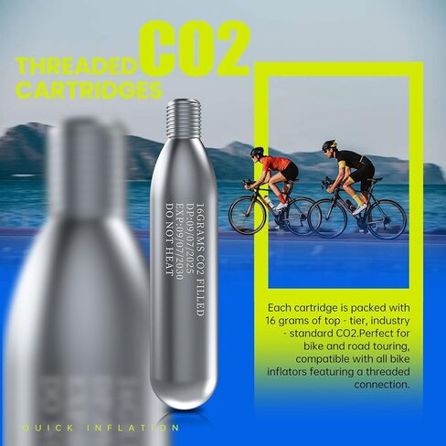 خراطيش ثاني أكسيد الكربون الملولبة 16 جيجا، خراطيش ثاني أكسيد الكربون للاستخدام مع منفاخ إطارات الدراجة ثاني أكسيد الكربون، مضخة ثاني أكسيد الكربون لدراجات الطرق والجبال in Kuwait