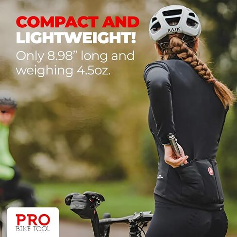 مضخة دراجة صغيرة من Pro Bike Tool - مضخة إطار دراجة مدمجة ومحمولة للنفخ السريع - متوافقة مع صمامات بريستا وشرايدر - تصميم خفيف الوزن ومتين - ملحقات الدراجة الأساسية in Kuwait
