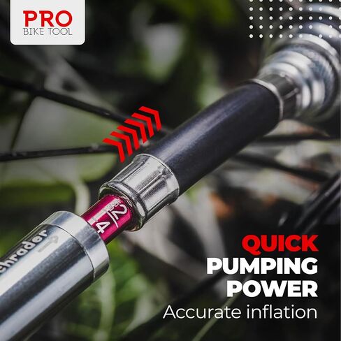 مضخة دراجة صغيرة من Pro Bike Tool - مضخة إطار دراجة مدمجة ومحمولة للنفخ السريع - متوافقة مع صمامات بريستا وشرايدر - تصميم خفيف الوزن ومتين - ملحقات الدراجة الأساسية in Kuwait