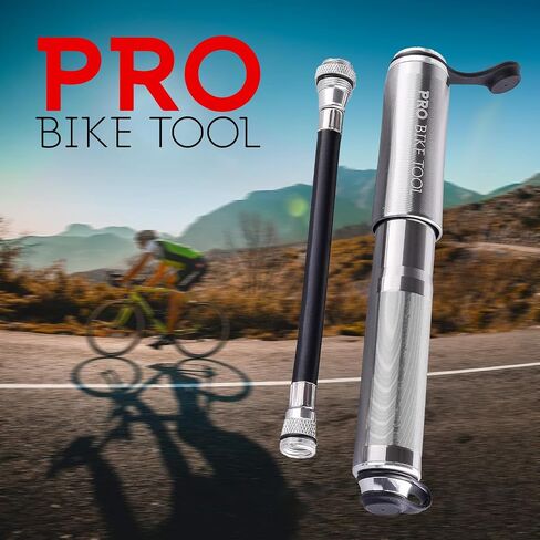 مضخة دراجة صغيرة من Pro Bike Tool - مضخة إطار دراجة مدمجة ومحمولة للنفخ السريع - متوافقة مع صمامات بريستا وشرايدر - تصميم خفيف الوزن ومتين - ملحقات الدراجة الأساسية in Kuwait