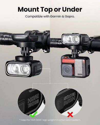 مصباح أمامي للدراجة Magicshine HORI1300S، متوافق مع Garmin/Wahoo، ضوء أمامي عالي ومنخفض 1300 لومن، قابل لإعادة الشحن عبر USB-C، مقاوم للماء IPX6 للركوب الليلي وركوب الدراجات في المناطق الحضرية in Saudi Arabia