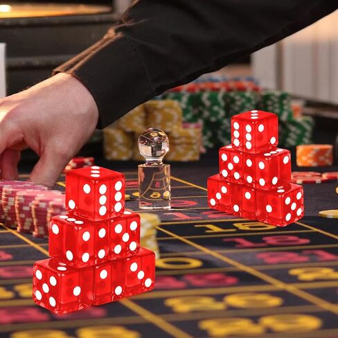 12 Pieces 19mm Casino Dice Set Acrylic 6 Sided Game Dices Translucent Square Corner Dice for Casino Vegas Theme Birthday Party Supplies Board Games Table Games (Red) in Saudi Arabia