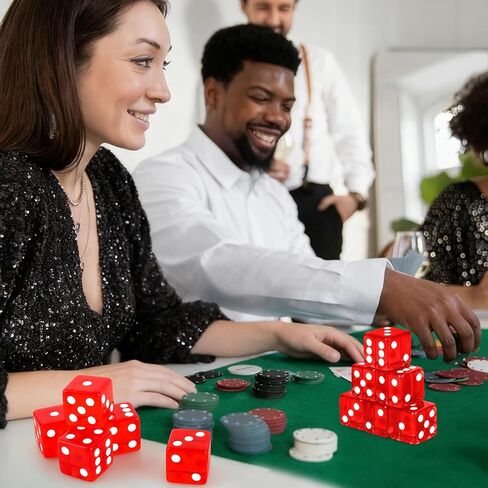 12 Pieces 19mm Casino Dice Set Acrylic 6 Sided Game Dices Translucent Square Corner Dice for Casino Vegas Theme Birthday Party Supplies Board Games Table Games (Red) in Saudi Arabia
