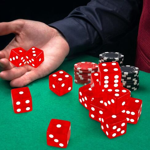 12 Pieces 19mm Casino Dice Set Acrylic 6 Sided Game Dices Translucent Square Corner Dice for Casino Vegas Theme Birthday Party Supplies Board Games Table Games (Red) in Saudi Arabia