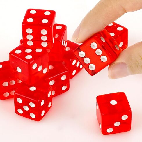 12 Pieces 19mm Casino Dice Set Acrylic 6 Sided Game Dices Translucent Square Corner Dice for Casino Vegas Theme Birthday Party Supplies Board Games Table Games (Red) in Saudi Arabia