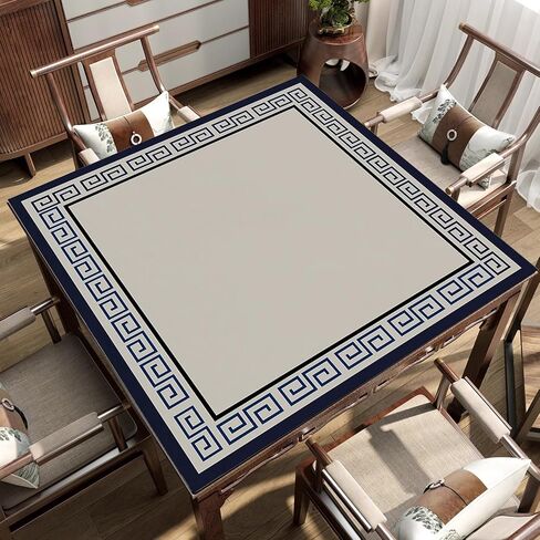 حصيرة طاولة ألعاب Mahjong Mat مناسبة لألعاب البوكر Mahjong Tile Game Mat مصنوعة من مادة مطاطية (بيج، 35.4 بوصة × 35.4 بوصة) in Saudi Arabia