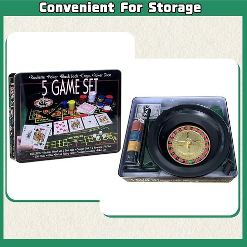5 in 1 Professional Roulette Wheel Set, 10-inch Gambling Wheel, with 100 Chips, 3 Different Game Table Mats, Rake and Ball, Casino Games Suitable for Roulette and Texas Hold'em in Saudi Arabia
