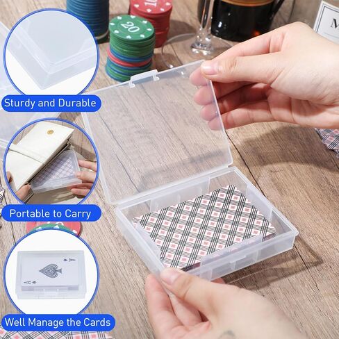Skylety 12 Pcs blank Playing Card Case, Clear Poker Box Snap Closed, Plastic Playing Game Card Storage Box Holder for Poker, Suitable for 3.7x2.7 Inch in Kuwait