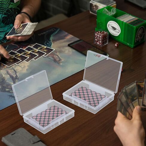 Skylety 12 Pcs blank Playing Card Case, Clear Poker Box Snap Closed, Plastic Playing Game Card Storage Box Holder for Poker, Suitable for 3.7x2.7 Inch in Kuwait