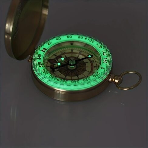 1pc Copper Survival Compass with Glow in The Dark Features Enhanced Visibility for Camping & Hiking Nighttime Adventure Tool in Saudi Arabia