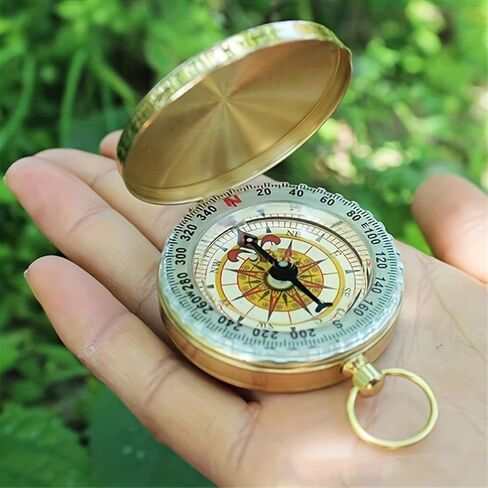 1pc Copper Survival Compass with Glow in The Dark Features Enhanced Visibility for Camping & Hiking Nighttime Adventure Tool in Saudi Arabia