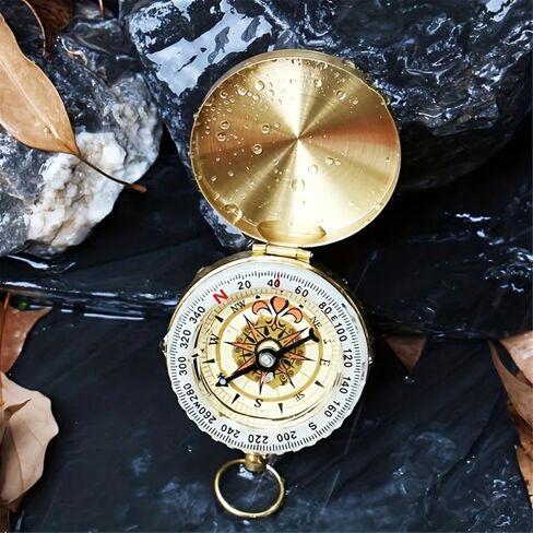 1pc Copper Survival Compass with Glow in The Dark Features Enhanced Visibility for Camping & Hiking Nighttime Adventure Tool in Saudi Arabia