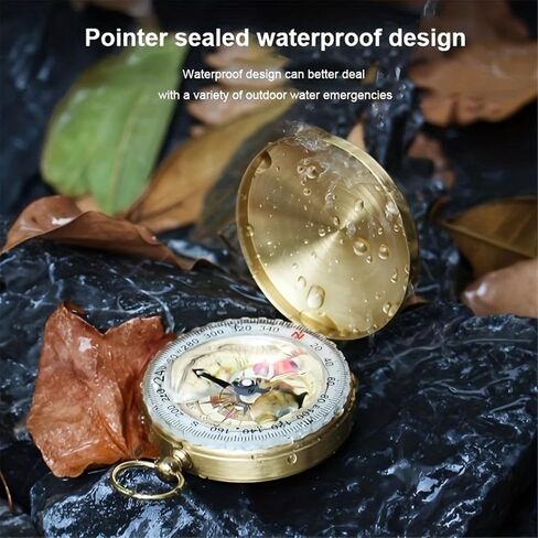 1pc Copper Survival Compass with Glow in The Dark Features Enhanced Visibility for Camping & Hiking Nighttime Adventure Tool in Saudi Arabia