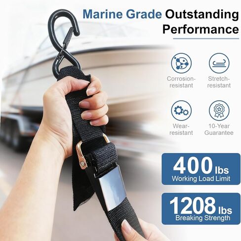 1208LB Heavy Duty Boat Tie Down Straps to Trailer, Anti-Corrosion 2" x 48" Adjustable Boat Trailer Straps for Trailering Safety with Jet Ski, Boat, Kayak, Pontoon, etc. in Saudi Arabia