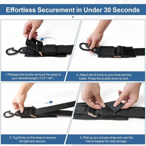 1208LB Heavy Duty Boat Tie Down Straps to Trailer, Anti-Corrosion 2" x 48" Adjustable Boat Trailer Straps for Trailering Safety with Jet Ski, Boat, Kayak, Pontoon, etc. in Saudi Arabia