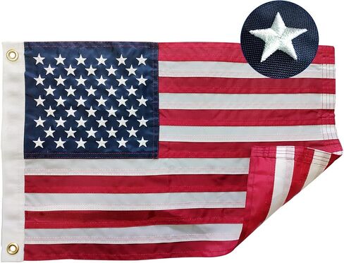 Boat Flag - 12x18 Inch American Flag, Heavy Duty 210D Nylon, Embroidered Stars, Sewn Stripes, Brass Grommets in Saudi Arabia