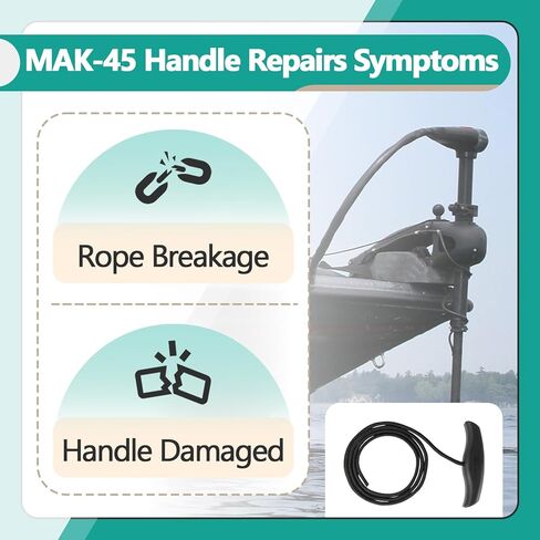 2Pcs MKA-45 Trolling Motor Rope Handle Replacement for Minn Kota Maxxum & Edge – Compatible with MinnKota Trolling Motor Lift & Release Rope (Black MKA-45 Trolling Handle) in Kuwait