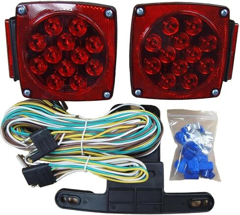 مجموعة مصابيح LED للمقطورة 12 فولت - مصابيح إيقاف/انعطاف/خلفية غاطسة معتمدة من وزارة النقل للقوارب والمرافق ومقطورات RV - موصل ذو 4 دبابيس in Kuwait