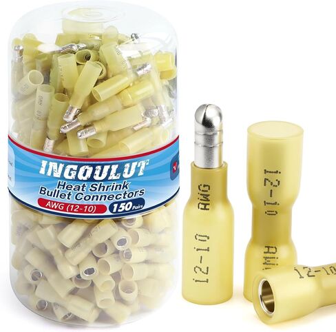 150 Pairs Heat Shrink Bullet Connectors,12-10 Gauge Wire Butt Waterproof Quick Disconnect Male & Female Electrical Butt Terminals Kit for Automotive,Boat,Marine Wiring & DIY Wire Repair in Saudi Arabia