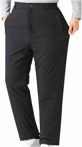 Men's Fce Lined Winter Pants, Soft Thermal Warm Trousers Casual Work Pants for Hiking Outdoor Flat Front Design in Saudi Arabia
