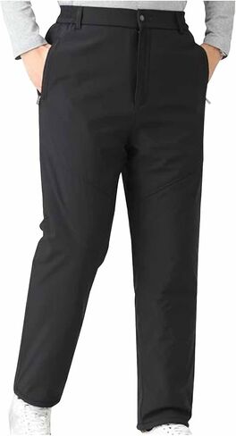 Men's Fce Lined Winter Pants, Soft Thermal Warm Trousers Casual Work Pants for Hiking Outdoor Flat Front Design in Saudi Arabia